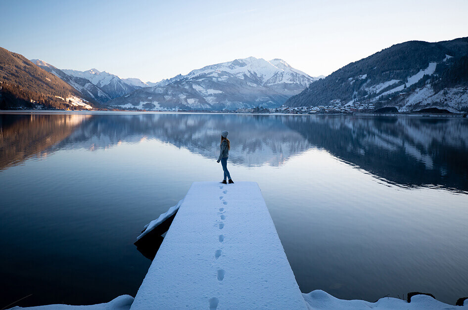 Person on a jetty near Lake Zell